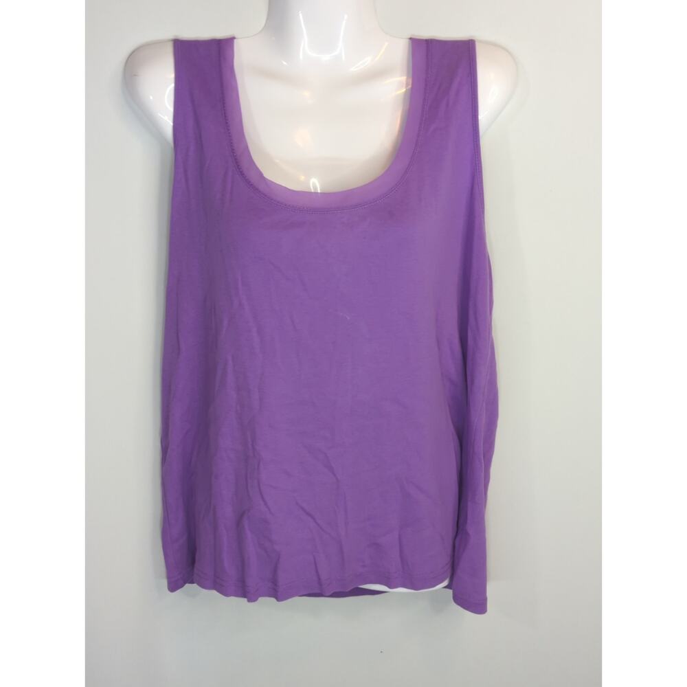 Lauren Ralph Lauren Purple Cotton Scoop Neck Tank Womens XL Coastal Nautical